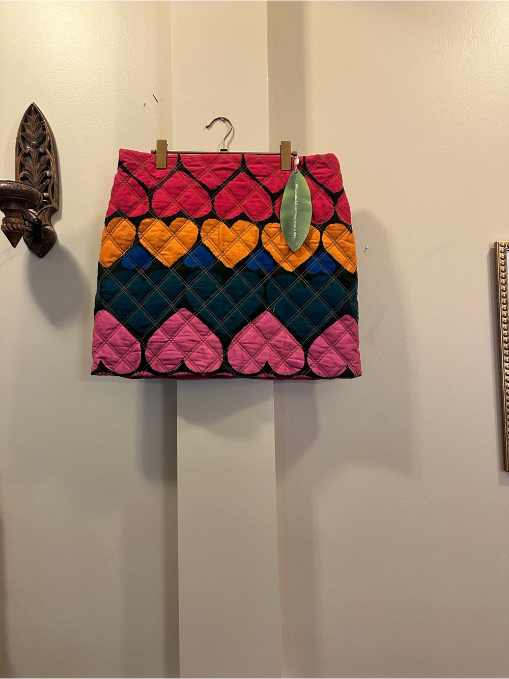 FARM Rio Quilted Heart Mini Skirt - Pink, Orange, Blue, Green
